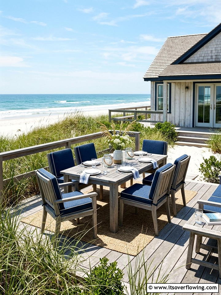 Coastal beach house patio - 25 creative garden ideas with outdoor dining spaces