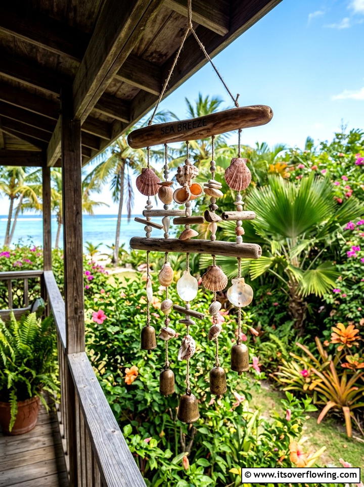 Coastal wind chimes - 25 backyard decorating ideas with tropical accents