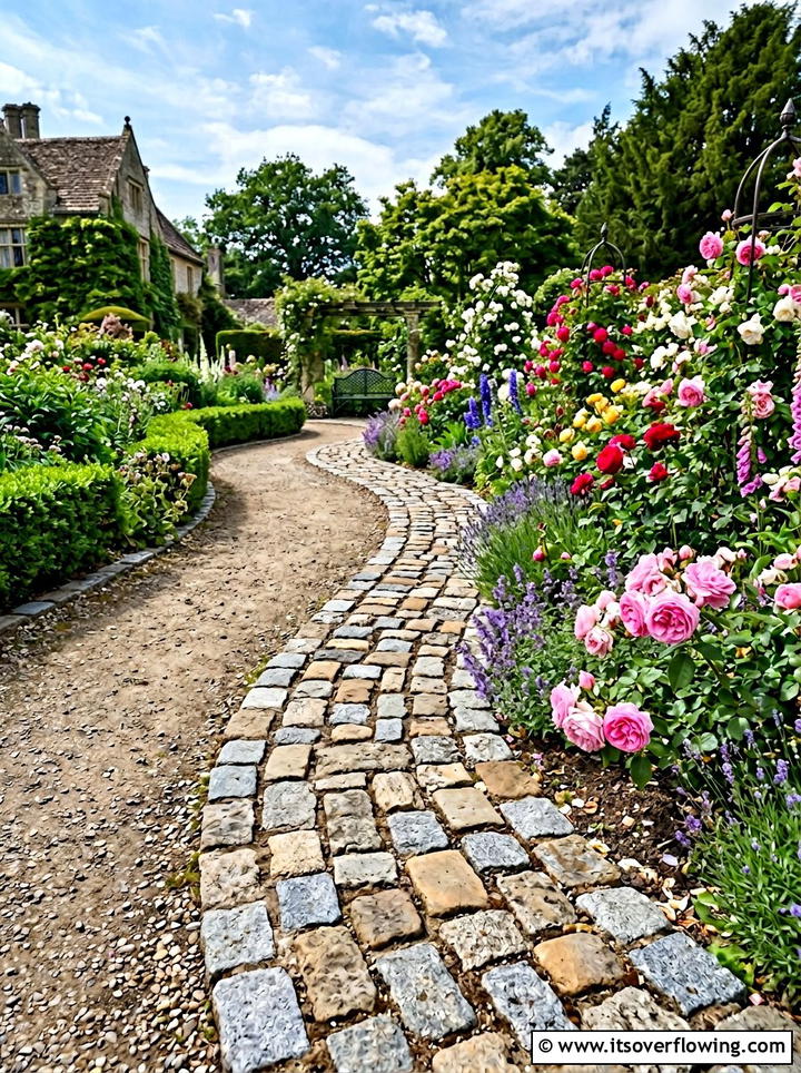 Cobblestone Edging - 25 garden decor ideas with stone accents