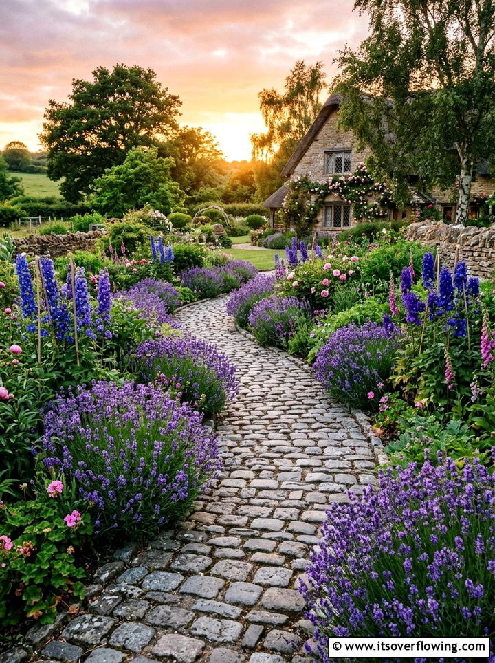 Cobblestone Flower Bed - 25 garden design ideas with pathways