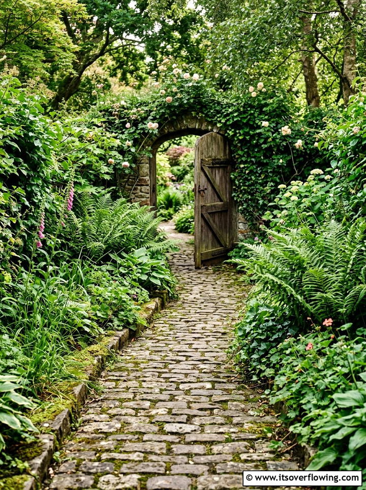 Cobblestone Garden Path - 25 backyard ideas with stamped concrete