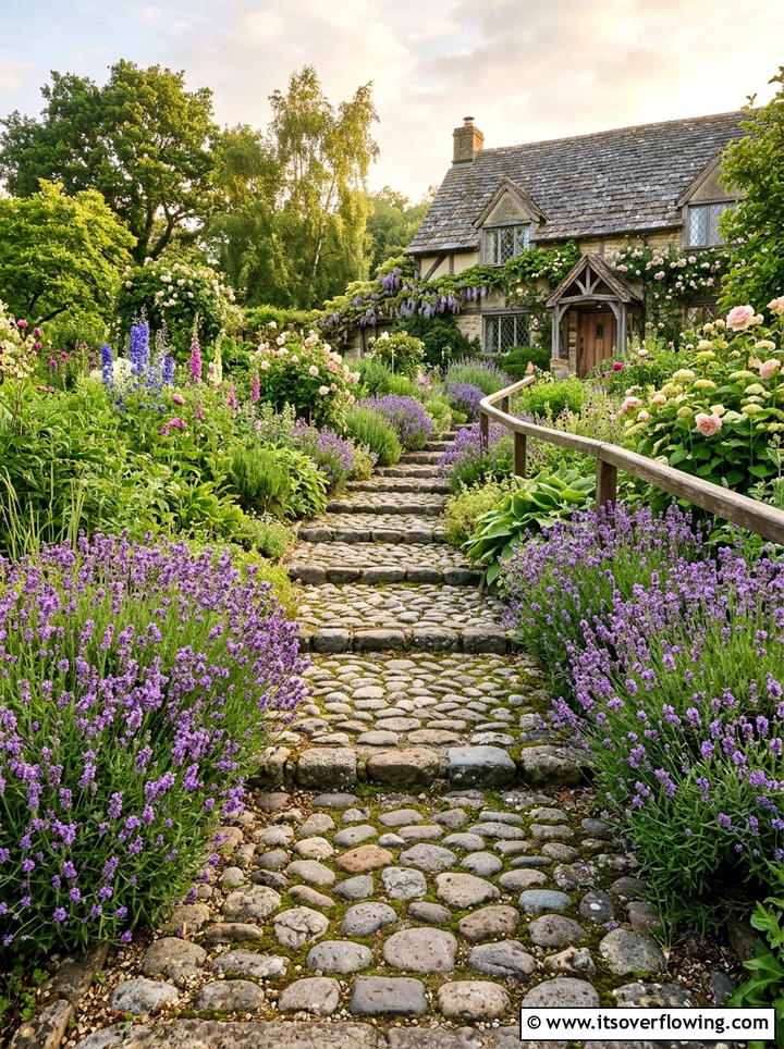 Cobblestone Garden Path - 25 backyard ideas with steps