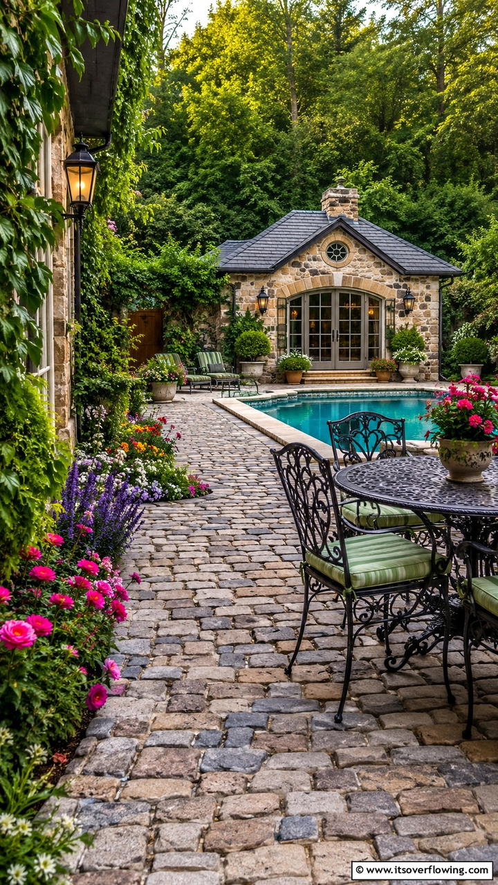 Cobblestone Pathways for Rustic Beauty - 20 Pool Walkway Ideas for a Stunning Backyard