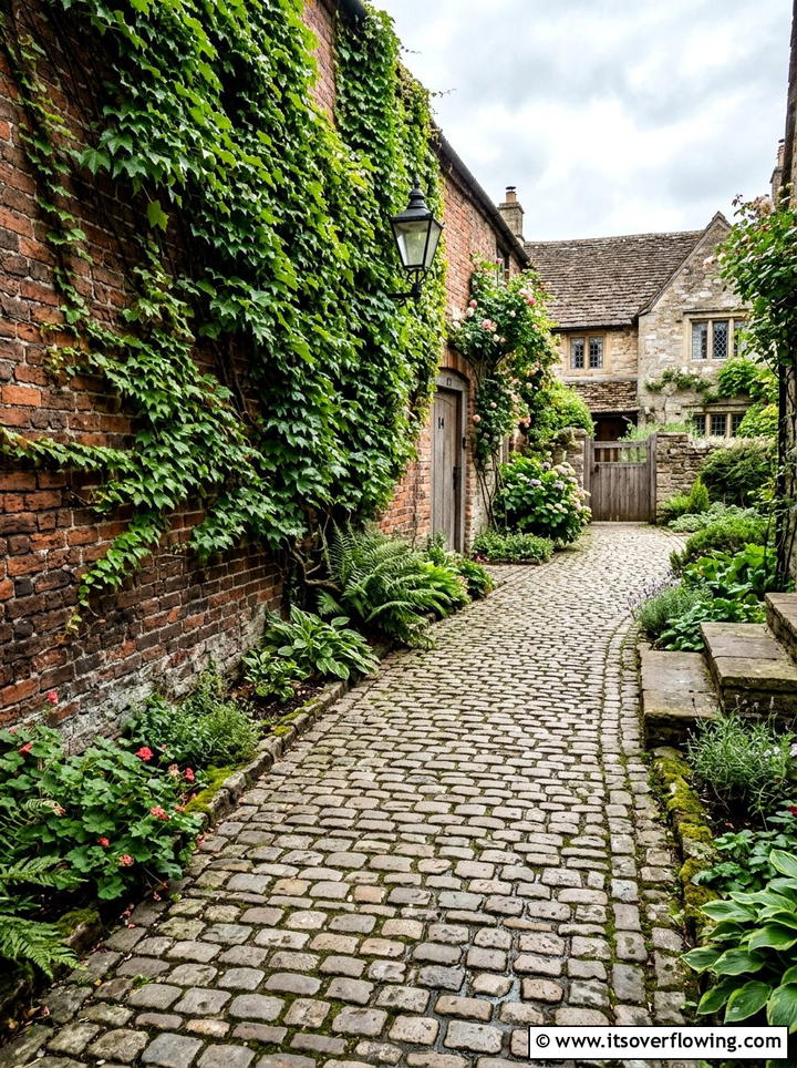 Cobblestone Side Yard Path - 25 garden design ideas for narrow pathways