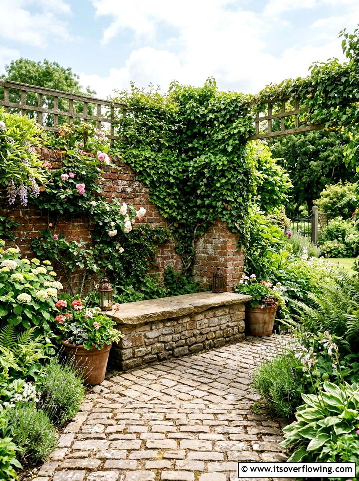 Cobblestone bench area - 25 backyard ideas with stone seating