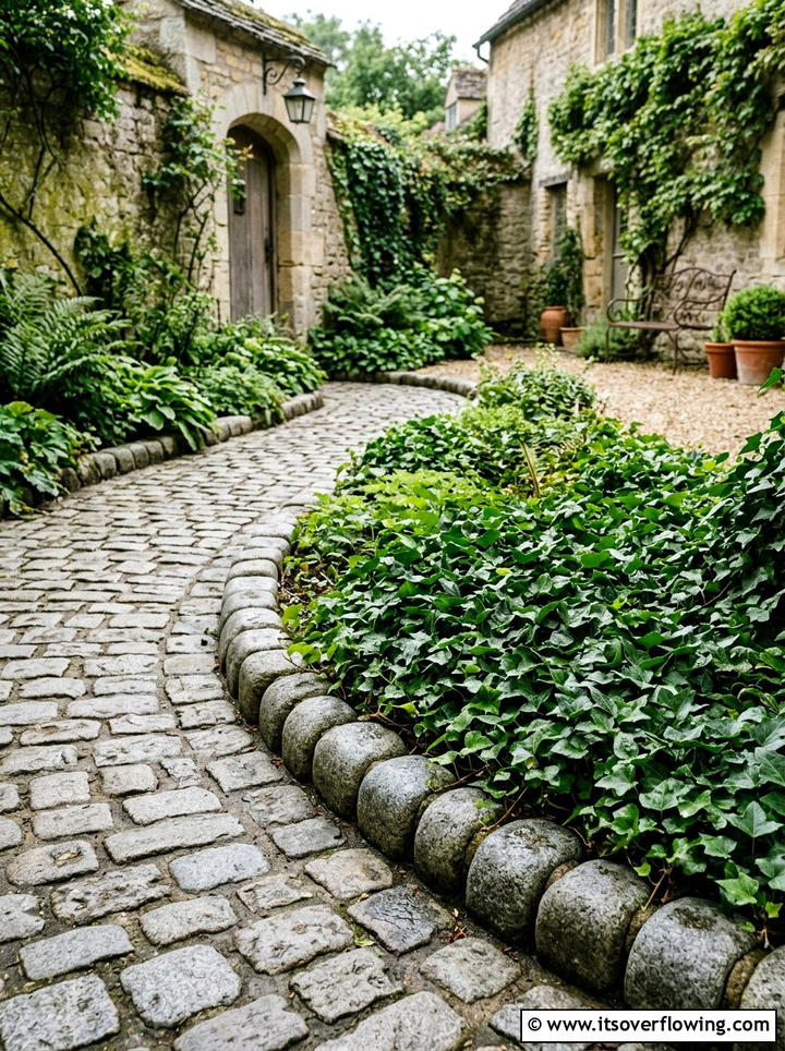 Cobblestone border - 25 backyard ideas with edging
