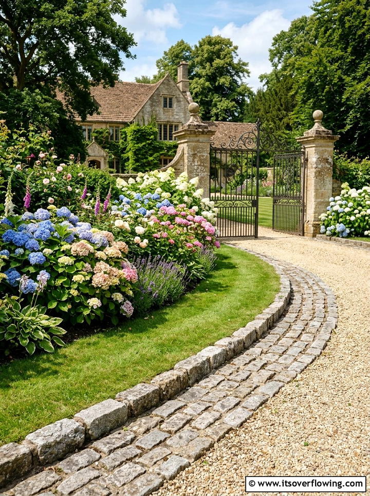 Cobblestone garden border - 25 garden ideas with edging