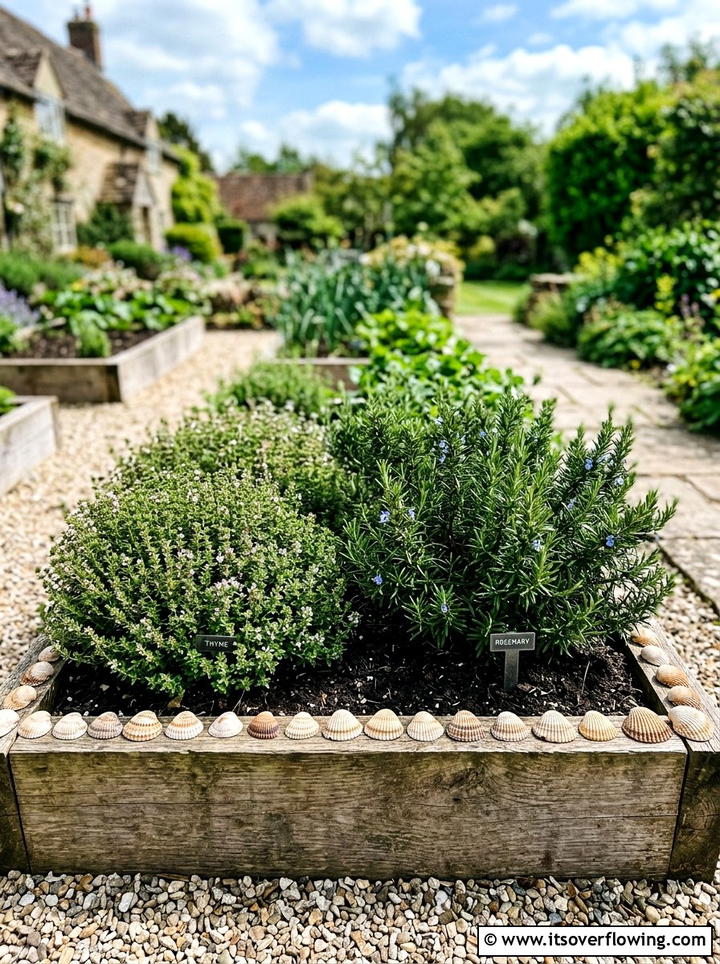 Cockle shell edging for herb gardens - 25 garden ideas with shell borders