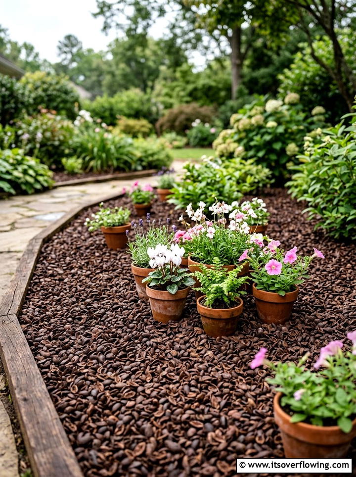 Cocoa Bean Shell Mulch Bed - 25 cheap garden ideas with mulch