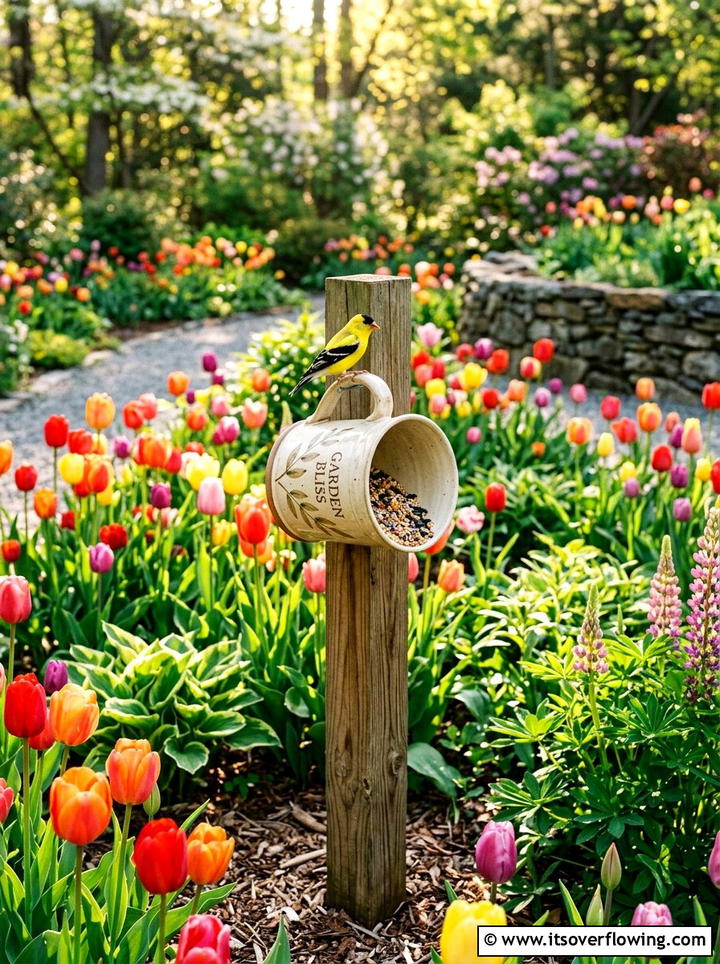 Coffee Mug Bird Feeder - 25 reusing old things ideas for bird feeders