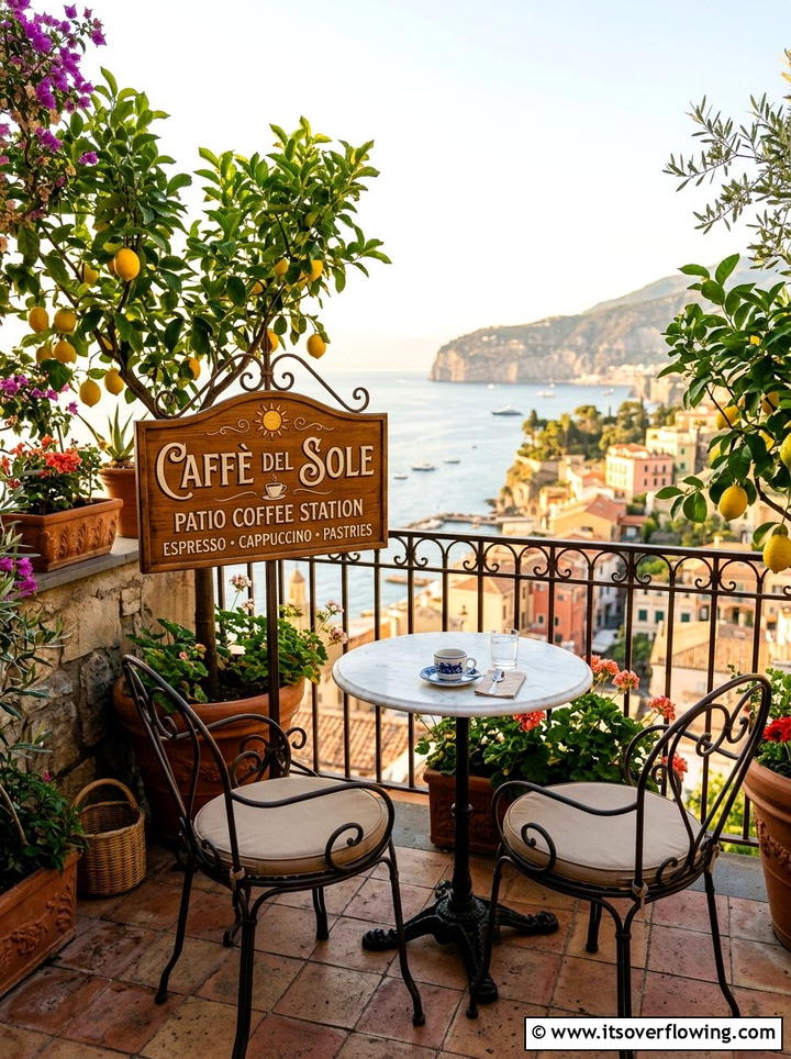 Coffee Station Patio Sign - 25 backyard decorating ideas with signs