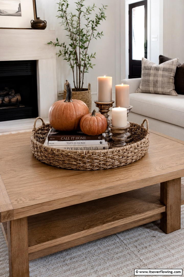 Coffee Table Layered Autumn Tray - 50 Fall Decor Ideas for A Cozy Seasonal Refresh at Home