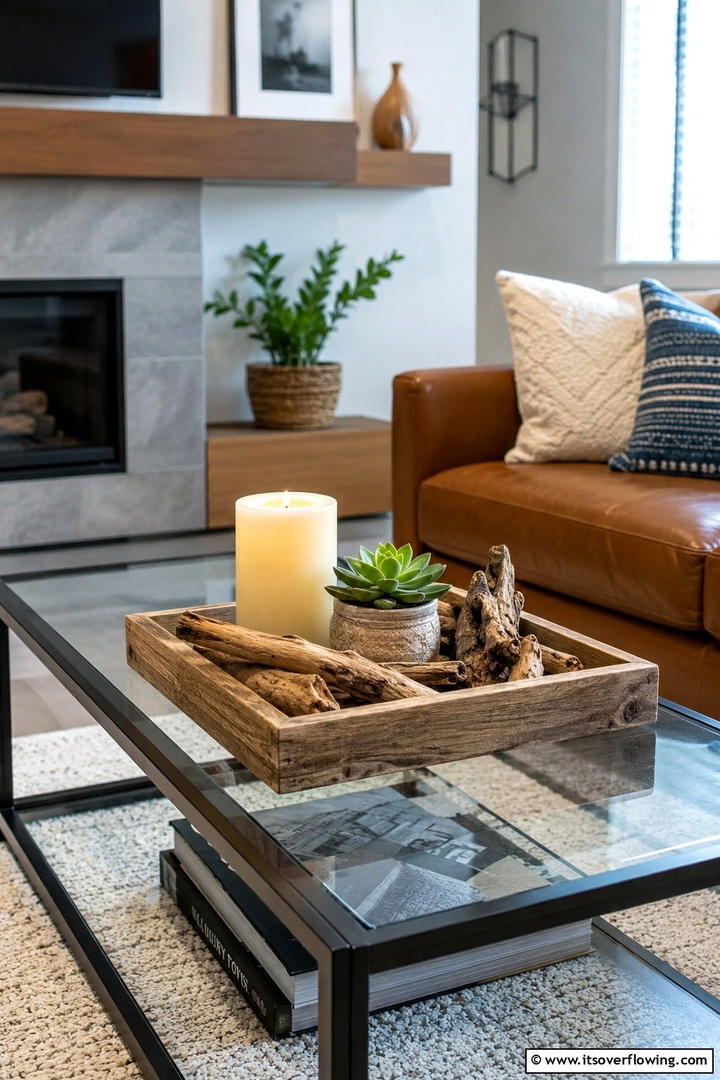 Coffee Table Tray Arrangement - 50 Minimalist Fall Decor Ideas to Upgrade Spaces Now