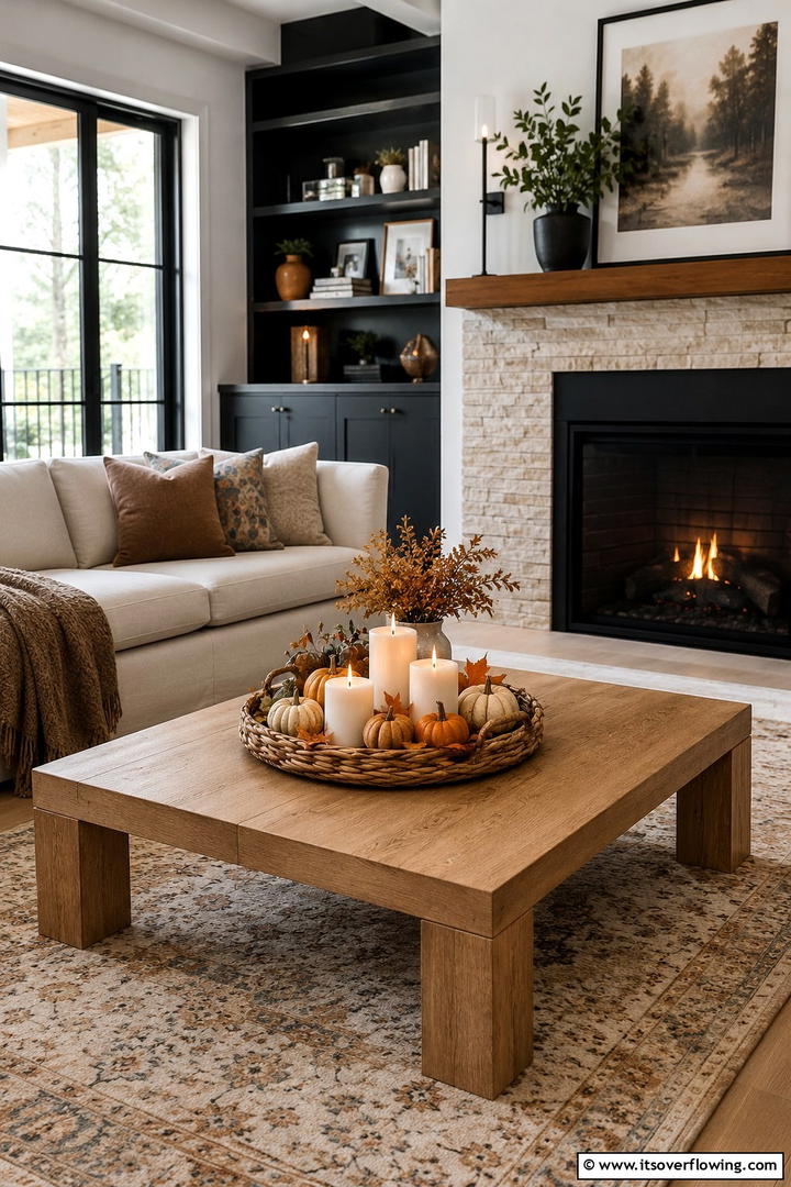 Coffee Table Tray Styling - 50 Fall Leaves Decor Ideas to Brighten Autumn Rooms