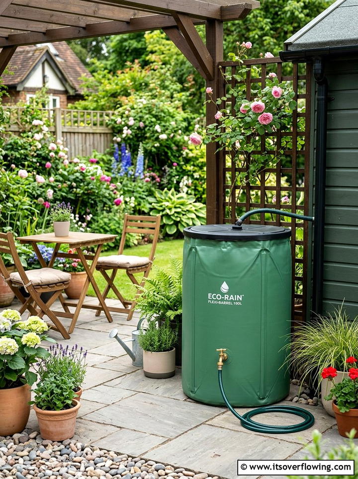 Collapsible rain barrel - 25 cheap garden ideas with rain barrels