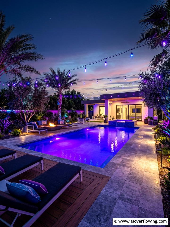 Color Changing Outdoor Lights - 25 backyard decorating ideas with lights