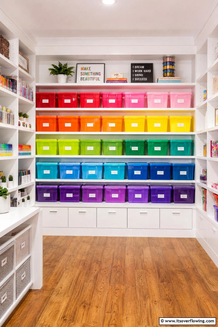 Color Coded Storage Bins - 30 Small Craft Room Ideas for Organized Creative Spaces