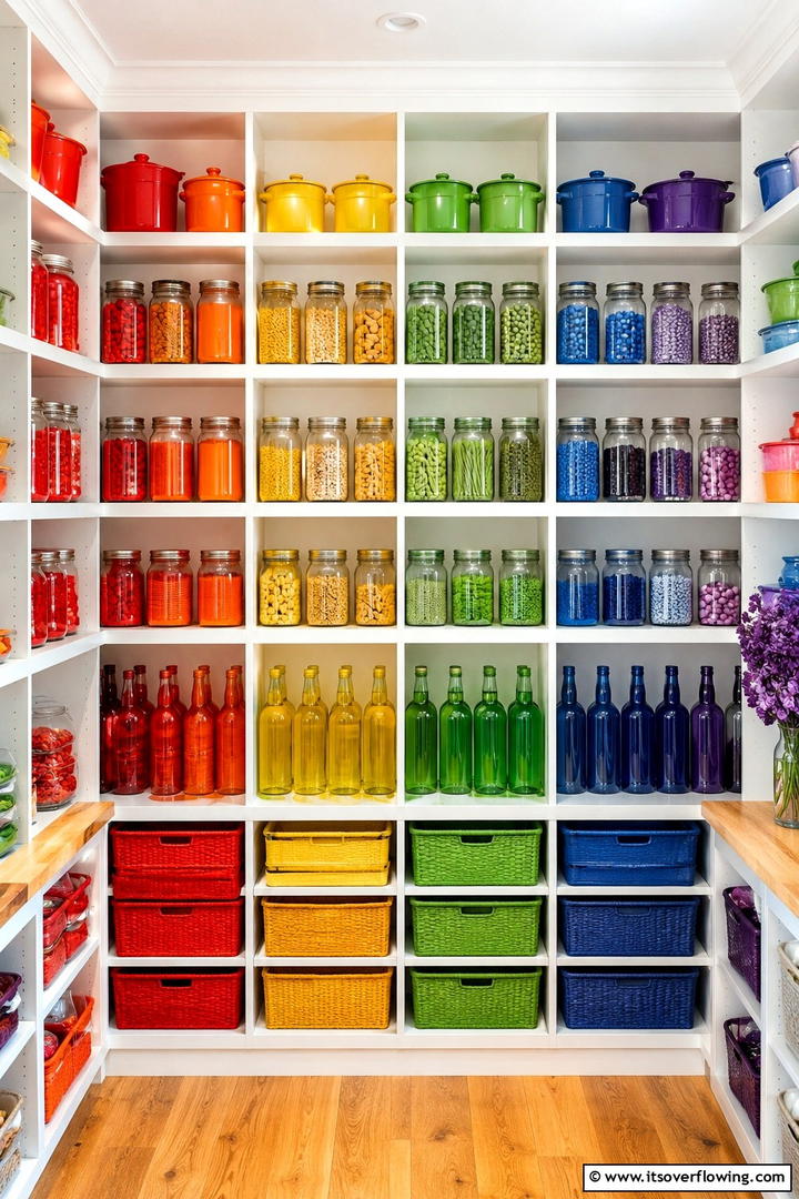 Color coordinated Storage - 30 Snack Storage Ideas for Organized Kitchen Pantries
