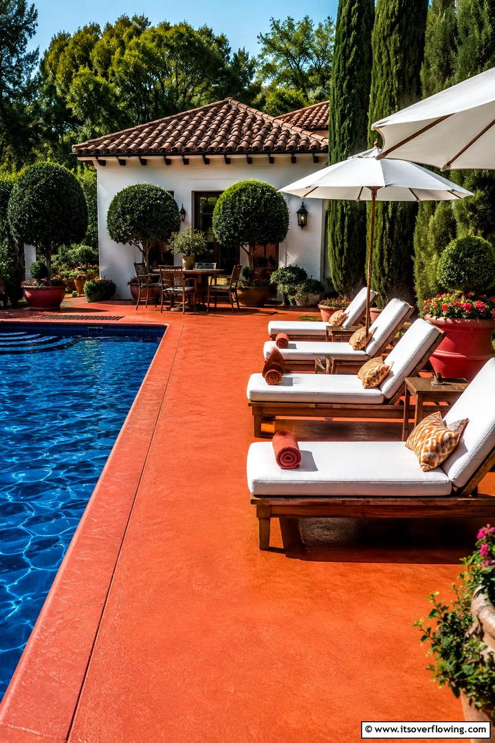 Colored Concrete Coatings - 20 Stylish Concrete Pool Deck Ideas for Your Backyard