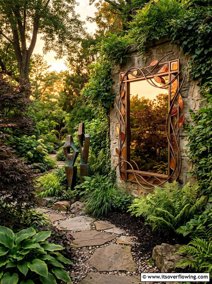 Colored Glass Mirror For Garden - 25 garden decor ideas with mirrors
