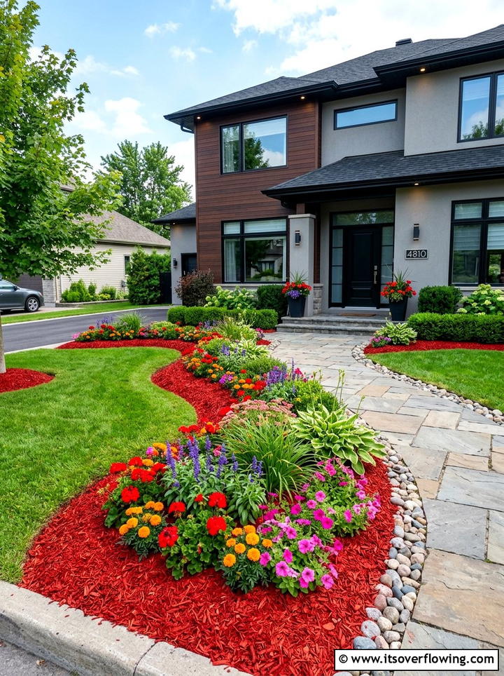 Colored Mulch Curb Appeal - 25 cheap garden ideas with mulch