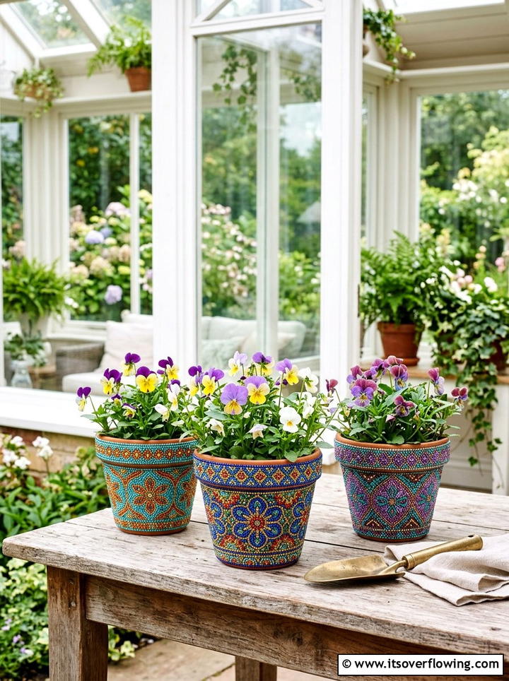 Colorful Bead Garden Pots - 25 creative garden ideas with mosaic planters