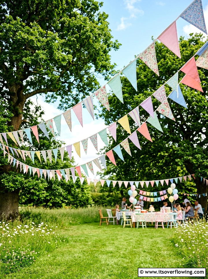 Colorful Bunting Flags - 25 garden decor ideas for birthdays