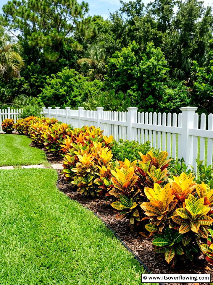 Colorful Croton Border - 25 backyard ideas with tropical plants