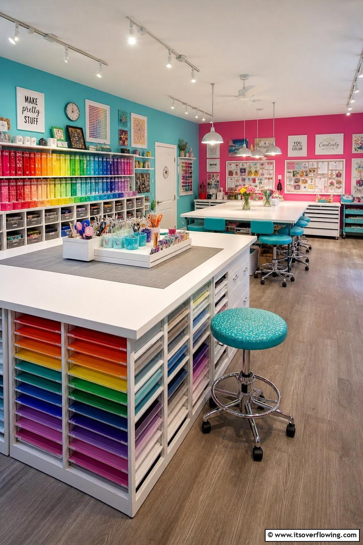 Colorful DIY Craft Room - 30 Teen Hangout Room Ideas for Modern & Functional Spaces
