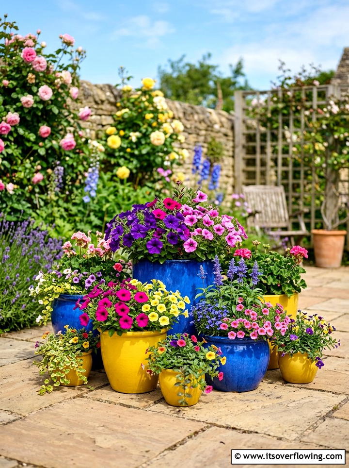 Colorful Floral Container Arrangement - 25 small garden ideas with container clusters