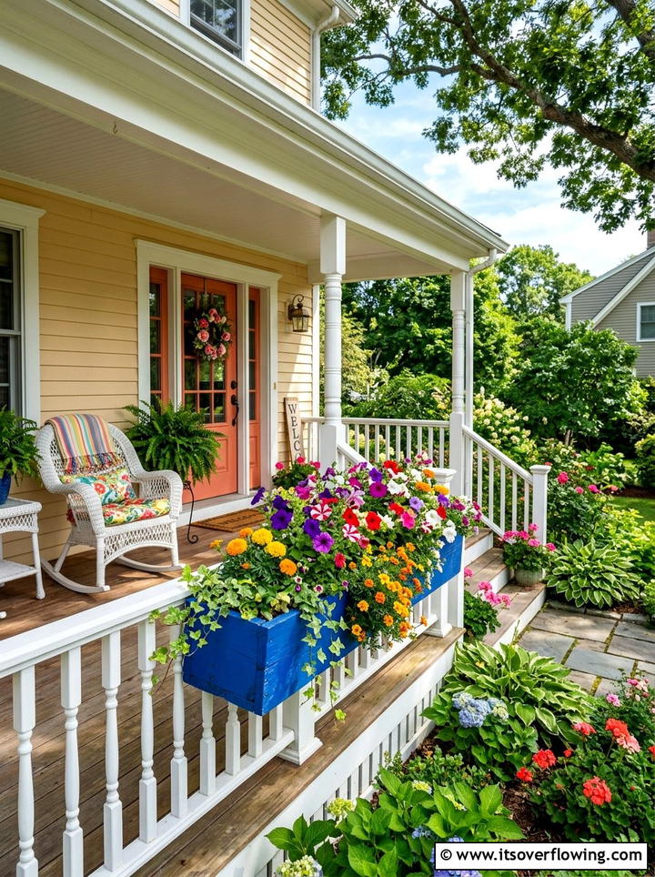 Colorful Flower Box - 25 front porch ideas with real plants