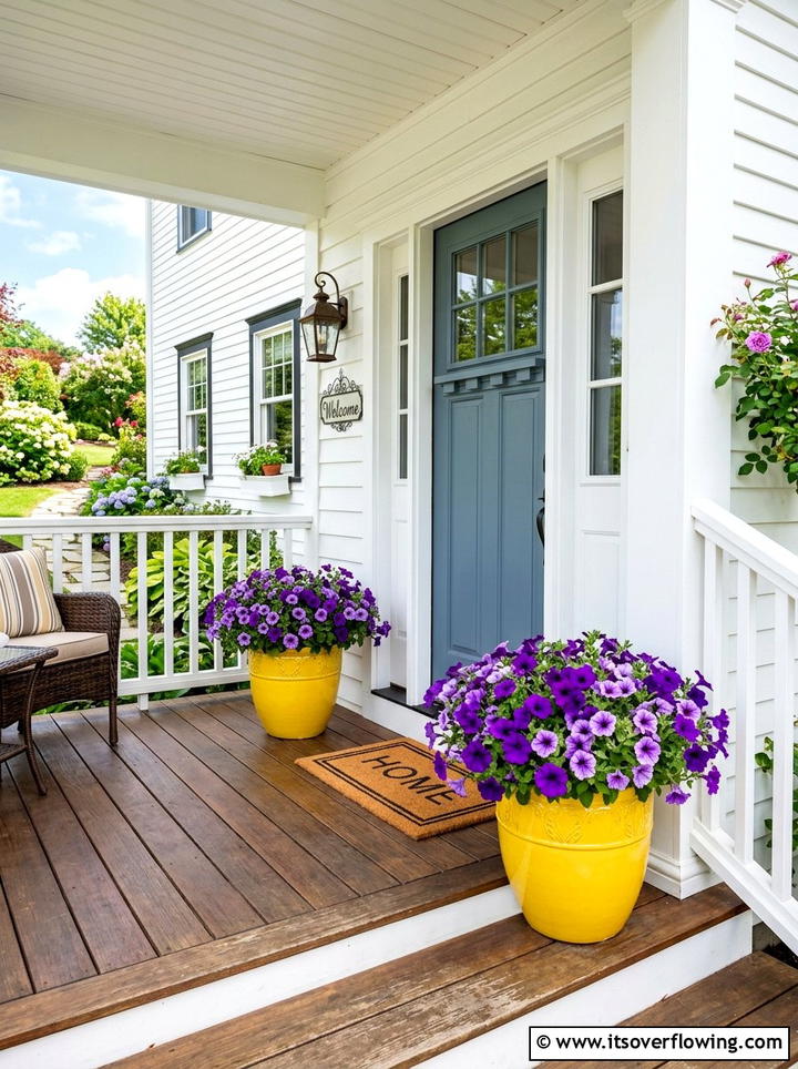 Colorful Flower Pot - 25 front porch ideas with matching planters