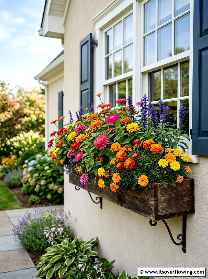 Colorful Flower Window Box - 25 garden ideas with window boxes