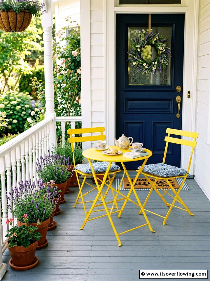 Colorful Folding Bistro Set - 25 front porch ideas with bistro set