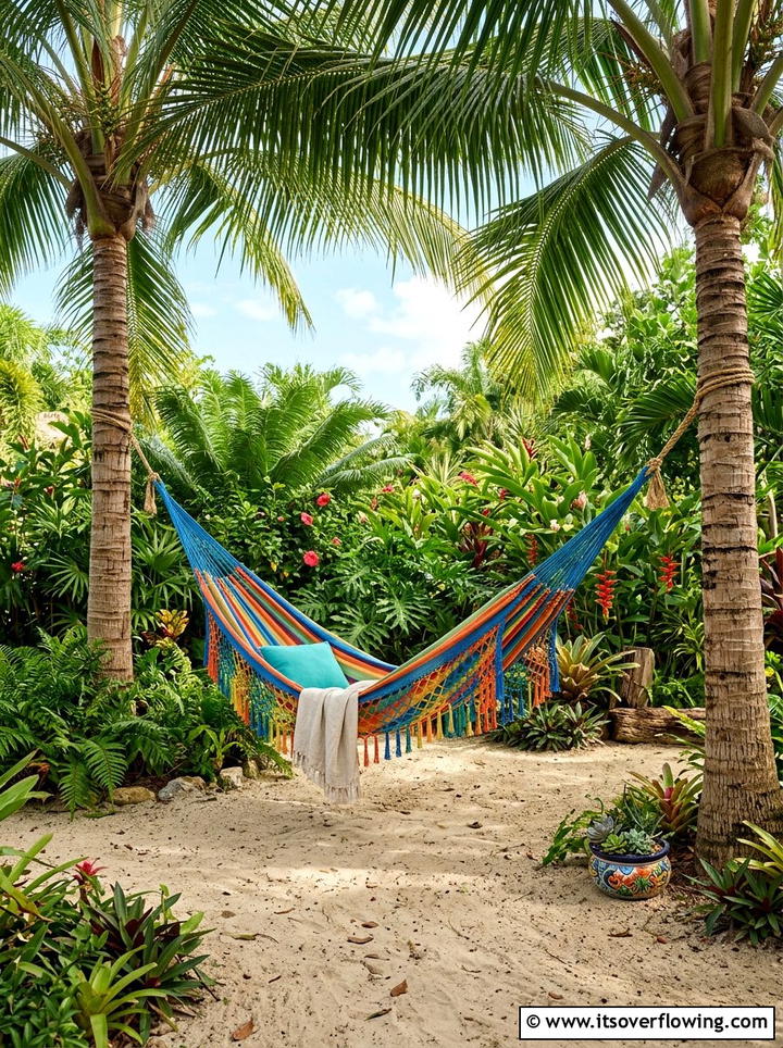 Colorful Garden Hammock - 25 garden decor ideas for tropical gardens