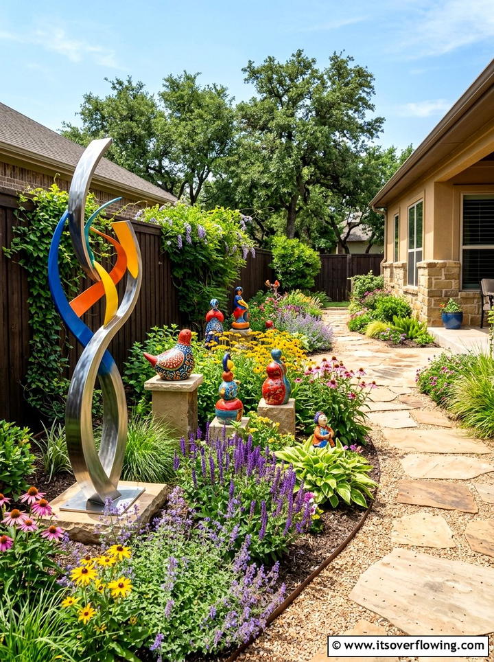 Colorful Garden Statues - 25 garden decor ideas for side yards