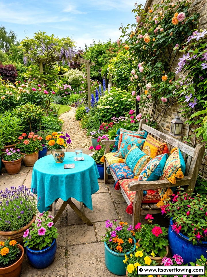 Colorful Garden Textiles - 25 small garden ideas with boho style