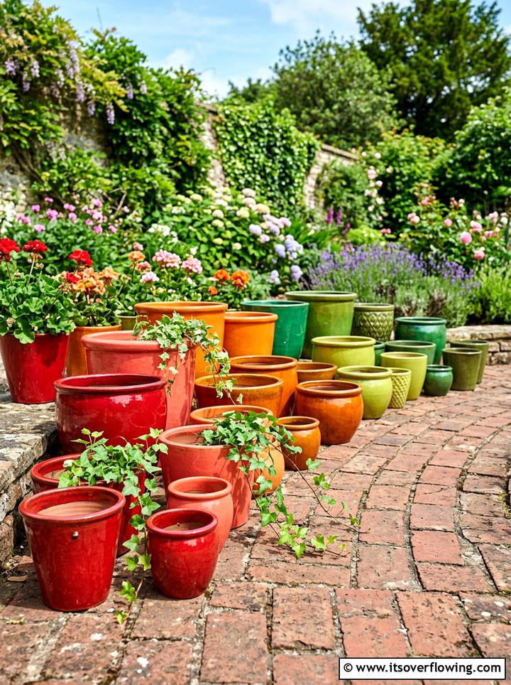 Colorful Glazed Pot Collection - 25 garden design ideas with container clusters
