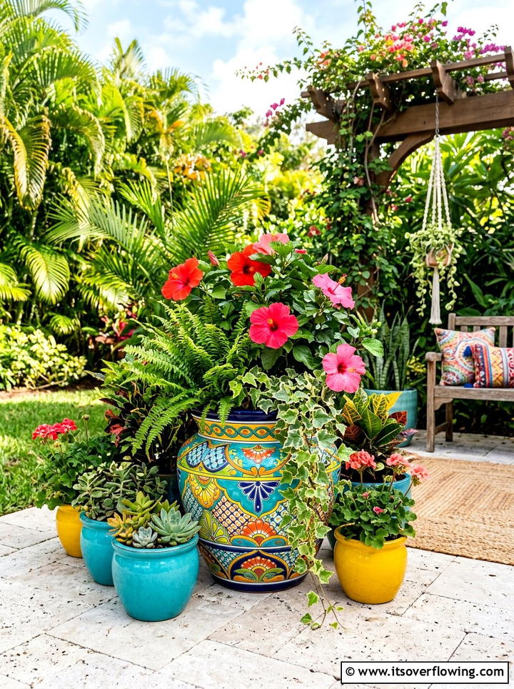 Colorful Glazed Pot - 25 garden ideas with pots