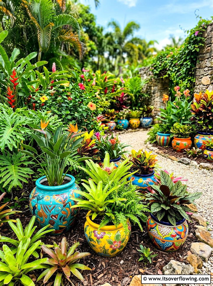 Colorful Glazed Pots - 25 backyard decorating ideas with planters