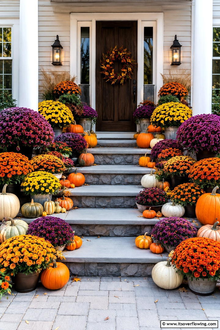 Colorful Gourds and Squash Variety Porch - 50 Fall Porch Decor Ideas for Welcoming Outdoor Spaces