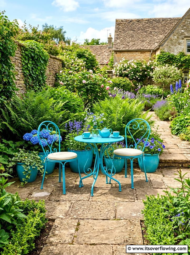 Colorful Metal Bistro Set - 25 garden decor ideas with bistro sets