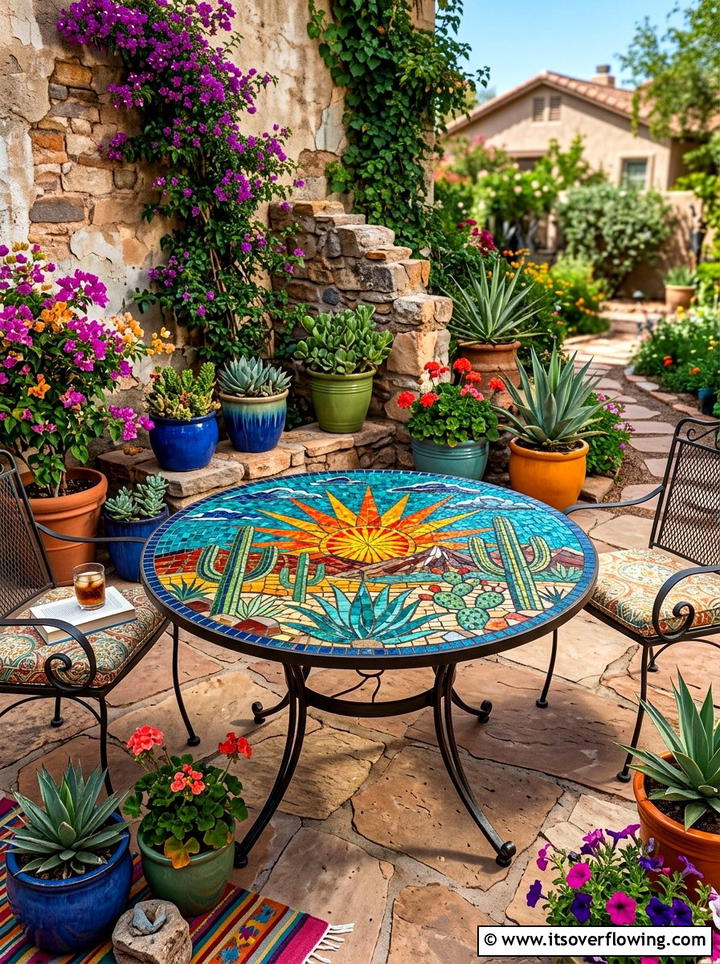Colorful Mosaic Garden Art - 25 garden decor ideas for desert gardens