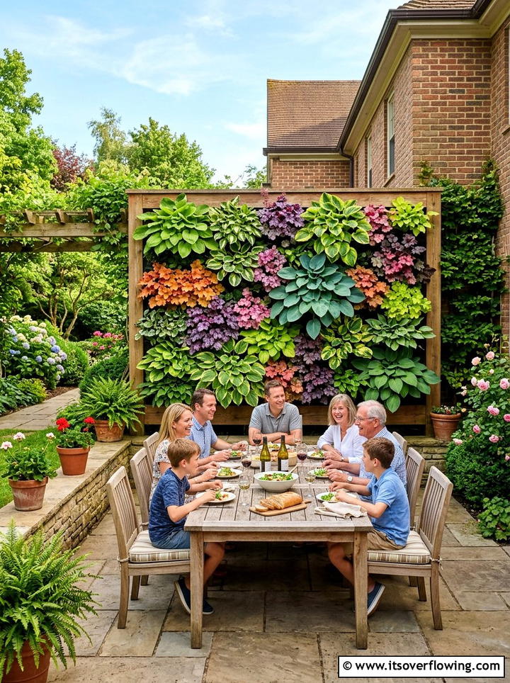 Colorful Perennial Wall - 25 backyard ideas with living wall