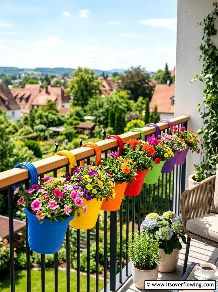 Colorful Plastic Hanging Pot - 25 garden ideas with hanging planters