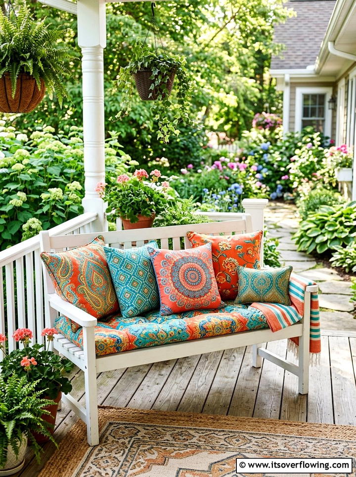 Colorful Porch Cushions - 25 front porch ideas for north facing porch