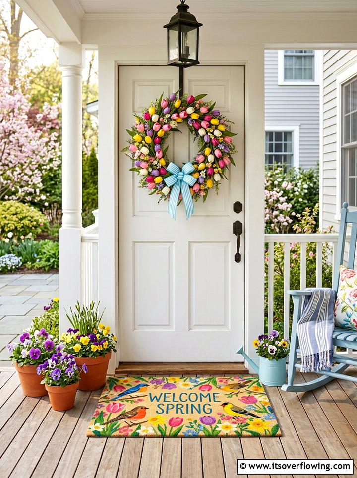 Colorful Spring Porch Mat - 25 front porch ideas with doormat