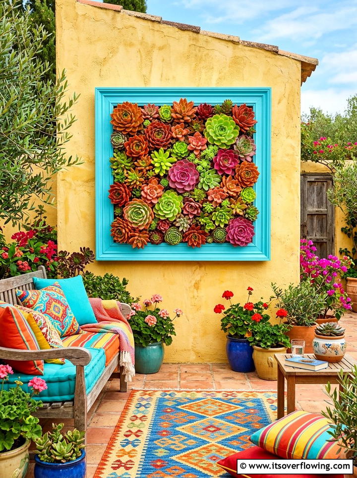Colorful Succulent Frame - 25 garden ideas with succulent frames