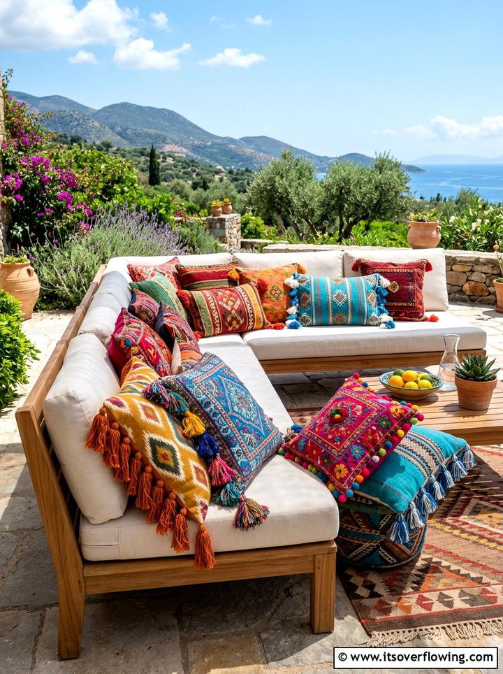 Colorful Throw Pillow - 25 garden ideas for boho style