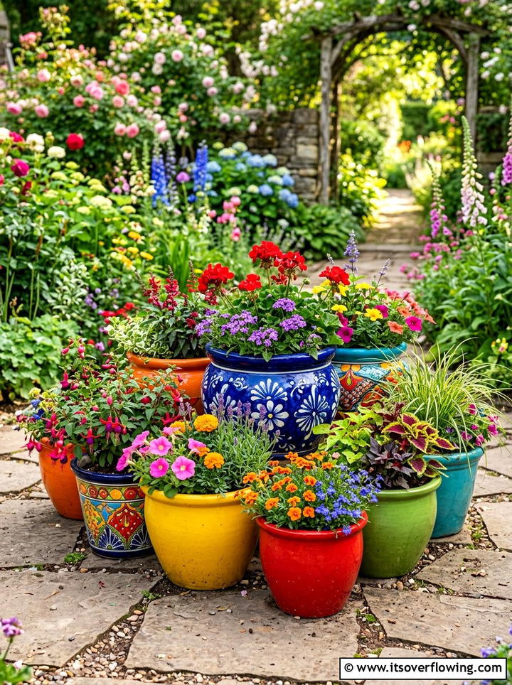 Colorful flower pots - 25 small garden ideas for patio